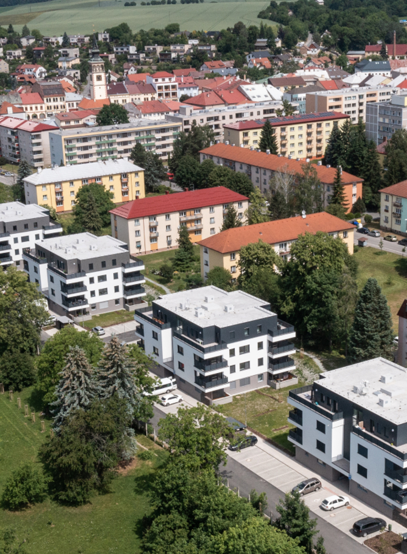 Výstavba bytových družstevních domů Mírová v Dobrušce